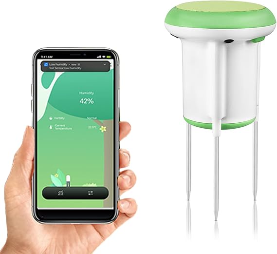 RISOON Intelligent Zigbee Soil Moisture Sensor【Zigbee Hub Required】 Humidity and Temperature Plant Soil Test Moisture Meter Set for Lawn and Yard App and Control