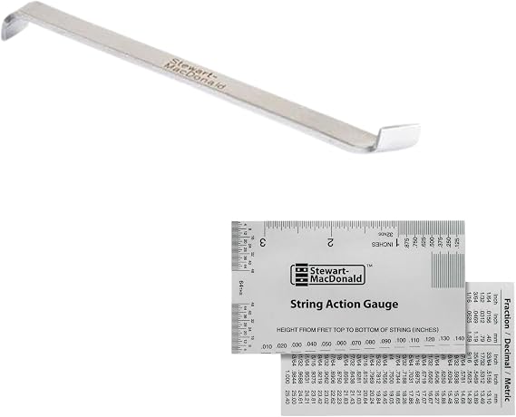 StewMac Truss Rod Crank for Tele + String Action Gauge & Ruler Bundle, Professional Luthier Guitar Repair Tools