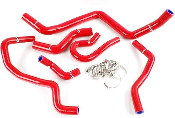 G-PLUS Silicone Radiator Coolant Hose Pipe Kit w/Clamps Compatible with Honda Civic 1.6L Sohc D15 D16 EG EK 1992-2000 Red 6 PCS