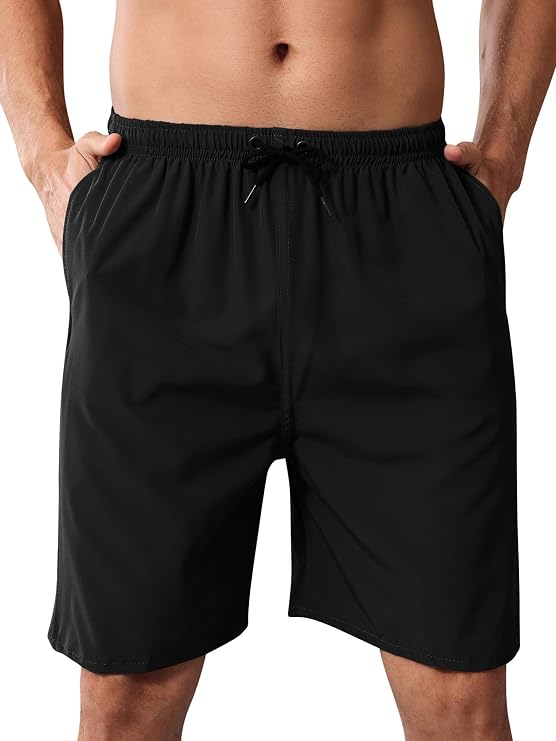 Ogfao Men's Casual Beach Golf Shorts 7 Inch Inseam Elastic Waist Drawstring Summer Gym Running Chino Shorts with Pockets