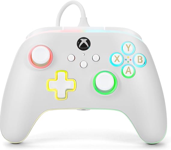 PowerA Advantage Wired Controller for Xbox Series X|S with Lumectra - White, Gamepad, Wired Video Game Controller, Gaming Controller, works with Xbox One and Windows 10/11, Officially Licensed