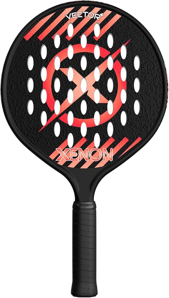 Vector+ Spin Max Version 2 Platform Tennis Paddle by Xenon Paddle, Increases Ball Spin, Handle Weighted, Medium Firmness Foam Core, Power and Control, 4.25 Grip