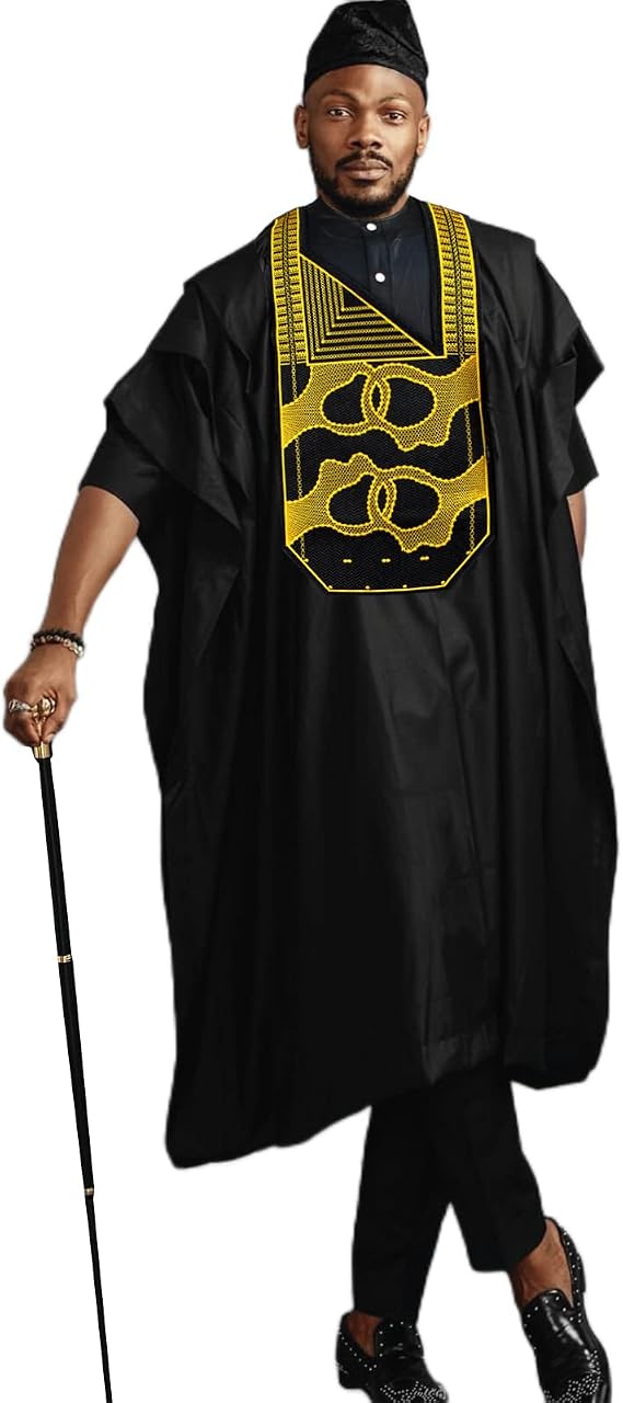 TIDOIRSA Dashiki for Men,Embroidery African Mens Clothing Dashiki Shirts and Pants Outfits 3 Pieces Set