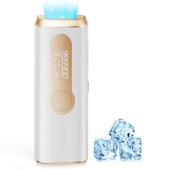 IPL Laser Hair Removal Device for Women & Men - Safe At-Home 45F Ice-Cooling Contact for Painless & Long-Lasting Results, 86% Less Hair In 3 Weeks for Full Body & Face, Snow White