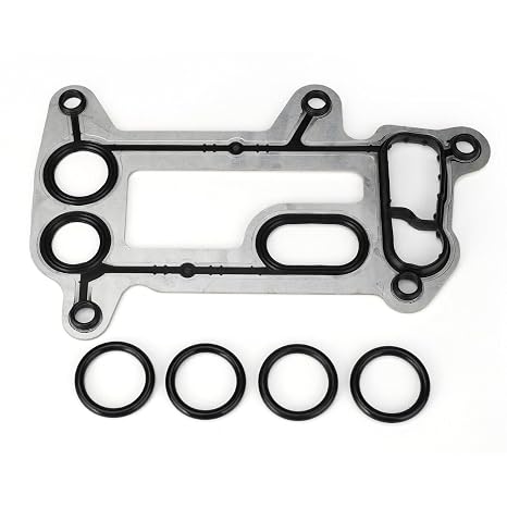 Oil Cooler Housing Gasket 11427802114 for BMW E60 E61 E83 E81 E90 | With O-Ring Seal Kit; OE 11428506412; Aluminium Alloy Oil Filter Housing Gasket