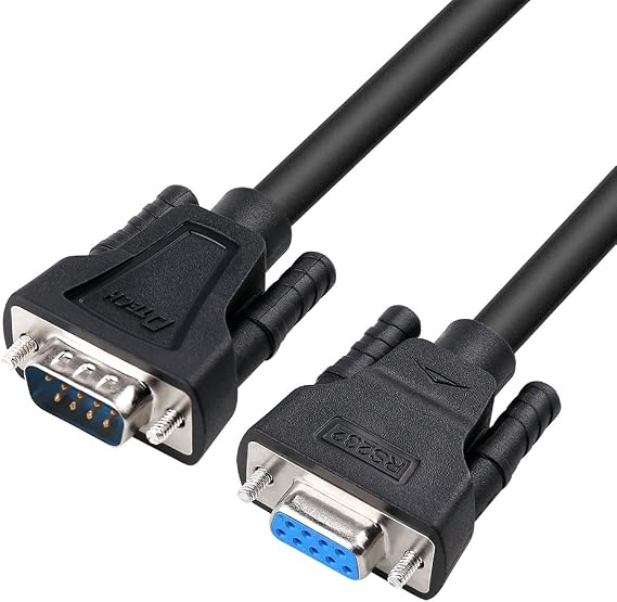 DTECH 2m DB9 RS232 Serial Cable Male to Female Computer Monitor Cable 9 Pin Null Modem Extension Cord for PC Data Communication（6feet,Black