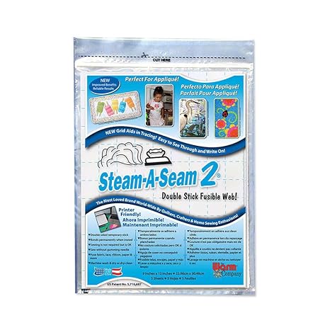 The Warm Company - Steam-A-Seam 2 Fusible Web Sheet Packs, Double Stick Adhesive for Quilting, Sewing & Applique