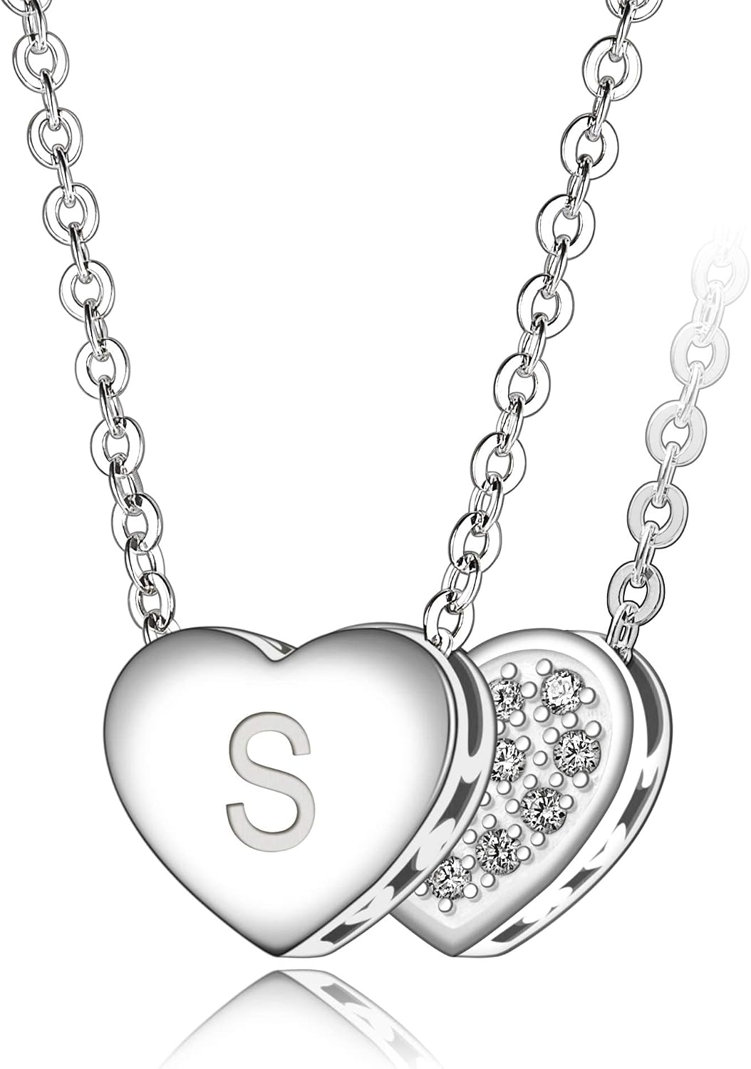 Initial Necklaces For Women Heart Necklace Sterling Silver 26 Letter Necklace For Women Jewelry A-Z Initial Letter Pendant Necklace