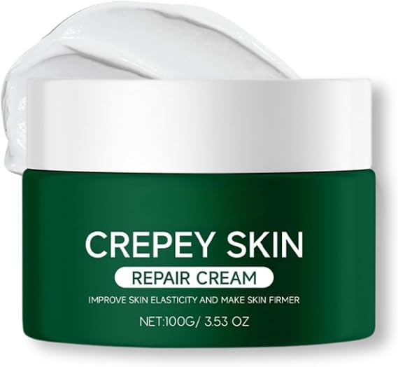 Crepey Skin Repair Sooth Cream, Crepey Skin Cream, Crepey Skin Repair Care, Repair Saggy Skin on the Arms, Neck and Abdonmen, Deeply Moisturize & Tighten Wrinkly Dry Skin, 100g