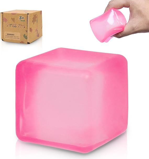 Squishy Cubes Squeeze Toys – 1.96" Squishy Cubes Squeeze Toys,Cube Fidget Toy, Sensory Fidget Toys, Stress Cube for Anxiety Relief for Kids & Adults (pink)