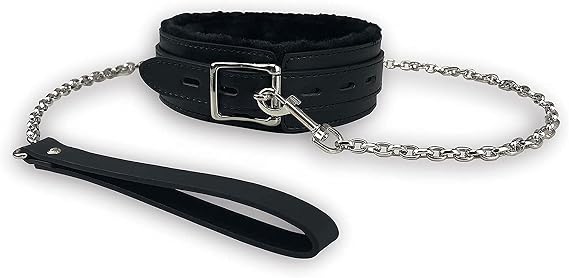 Black Leather Gothic Plush Collar Choker