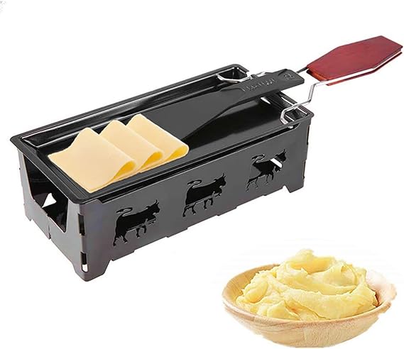 FantasyDay Raclette Grilling Set, Raclette Cheese Pan with Spatula, Portable Foldable Non-Stick Cheese Melter Pan, Suitable for Cheese, Meat, Fish, and Vegetables