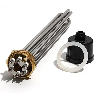 SSIMOO 3KW-12KW DN502 INCH Tubular Electric Heater Element 304 Stainless Steel Tube Length 220V for Boilers Kindly Size : 1-220V, Color : 6KW 255mmL