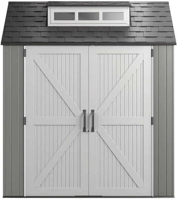Outdoor Shed Garden, Outdoor Storage Shed Resin Outdoor Storage with Floor, Weather Resistant, Gray, Organization for Home/Backyard/Garden Tools