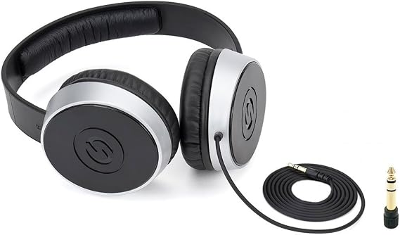 Samson SR450 On-Ear Headphones for Casual Listening and Monitoring, black & silver