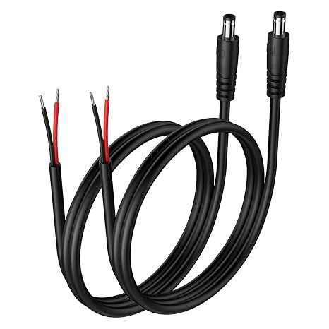 JLY 5.5 X 2.1 mm DC Power Pigtails Cable, DC Barrel Male DC Plug Connector Pigtail for Led Strip, Security Camera Wire