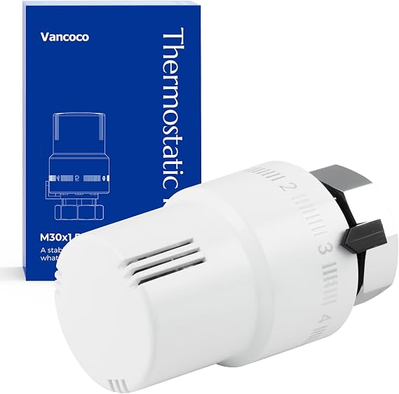 VANCOCO Thermostatic Head Radiator Valve M30 x 1.5 mm White