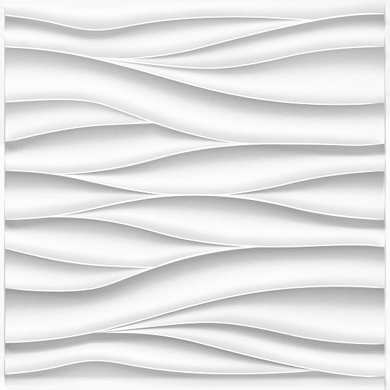 STICKGOO Wave 3D Wall Panels, White, 19.7" x 19.7", 12 Pack
