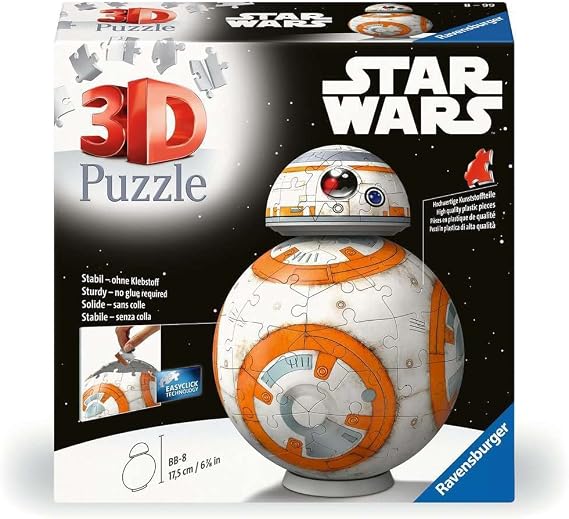 Ravensburger 3D Puzzle 11578 Star Wars BB8 Astromech Druid - Three-Dimensional Puzzle Ball - Star Wars Gifts for Big and Small Fans