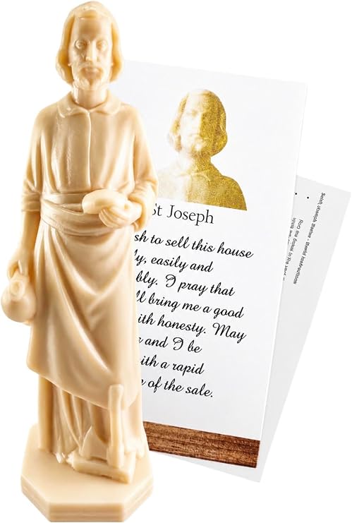 Saint Joseph Statue House Selling Kit Made in USA Catholic Home Novena Pack | Real Estate Figurine Set, Includes Devotional Prayer Card, Traditional Burial Instructions Guide, Faith Gift