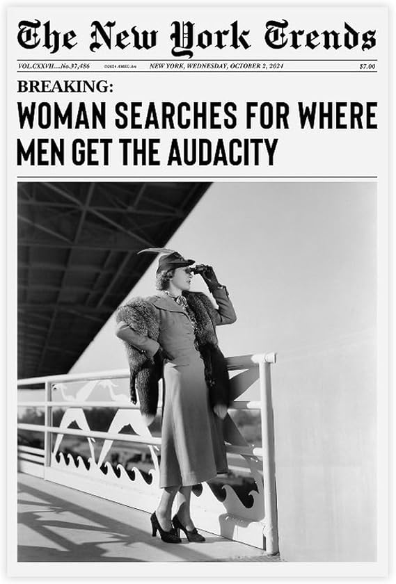 Trendy Wall Art, Audacity Newspaper Print, Funny Wall Art Decor, Magazine Cover, Girls Room Decor, Photo Print, Retro Poster Unframe-style 12x18inch(30x45cm)
