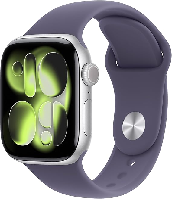 Apple Watch Series 11 [GPS 42mm] Smartwatch with Silver Aluminum Case with Purple Fog Sport Band - M/L. Sleep Score, Fitness Tracker, Health Monitoring, Always-On Display, Water Resistant