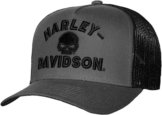 Harley-Davidson Men's Gate Arch Adjustable Snapback Mesh Trucker Hat - Gray