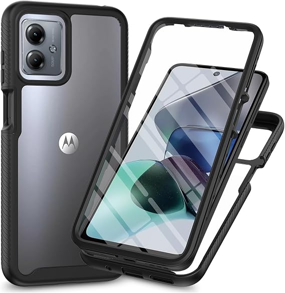 Sawiqpd for Motorola Moto G54 Case and Screen Protector, Black