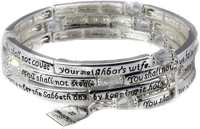 4030709 10 Commandments Coil Bracelet Exodus Religious Cross Bible Scripture