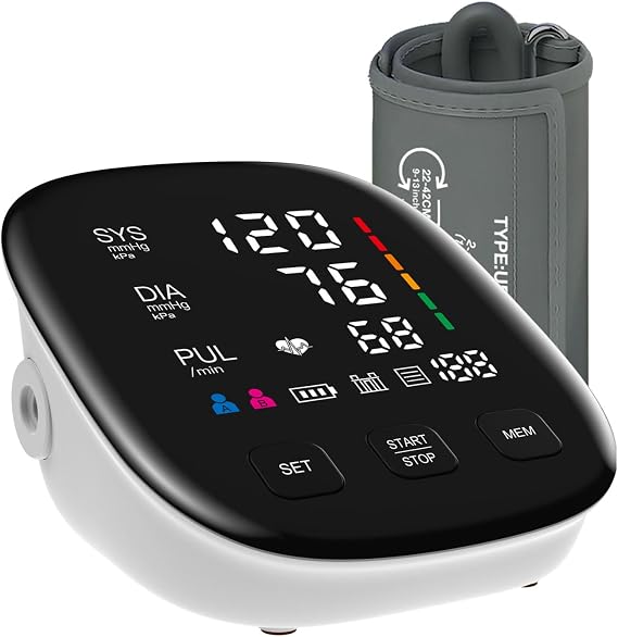 Blood Pressure Monitors, Automatic Upper Arm Blood Pressure Monitors for Home Use with Large Digital LED Display, Adjustable Blood Pressure Cuff 22-42CM, BP Monitor with USB Cable, 2 Users *199 Memory