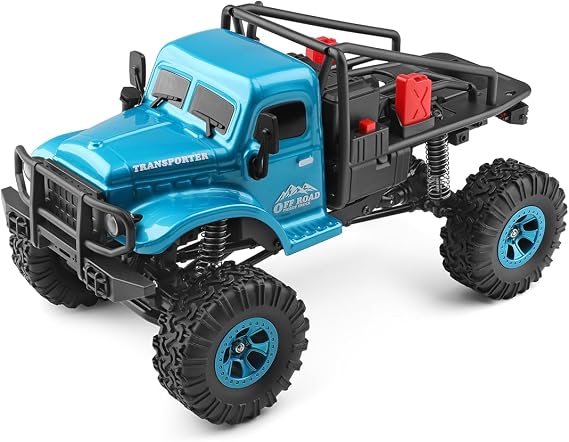 1:18 Scale RC Off-Road Truck, 4WD High Torque Climbing Car with LED Lights, RC Crawler with Real 2 Speed Transmission, 3-10KM/H, 2.4GHz 4X4 RC Truck