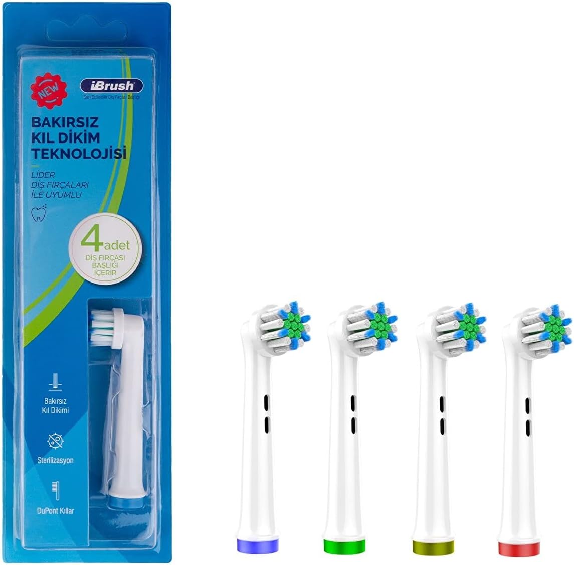 iBrush Ultra Sensitive Pro Toothbrush Head Replacement Head 4 Extra Soft Heads COPPER-FREE compatible with Oral-B Rechargeable Toothbrush