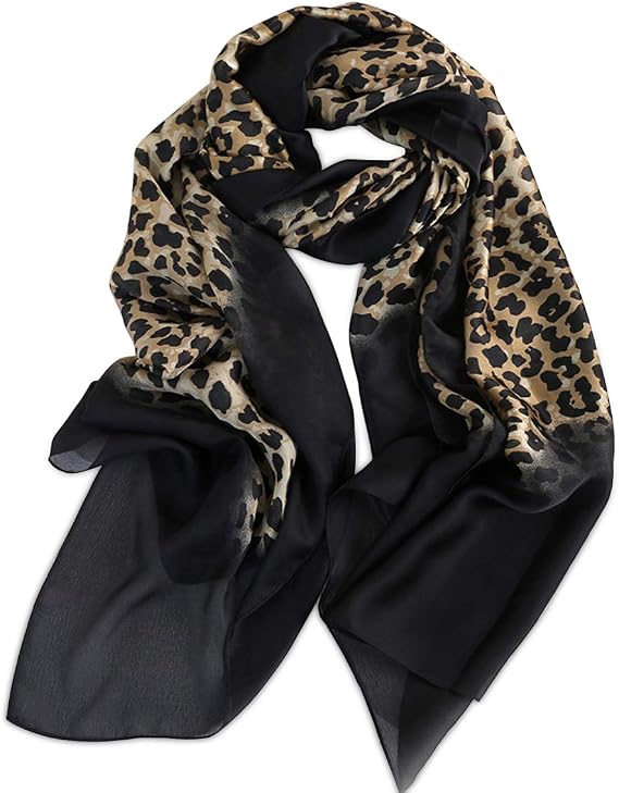 LumiSyne Women's Silk Scarves Animal Print Scarf Leopard Peacock Horse Long Shawl Warm Wrap Sunscreen Shawl All Season