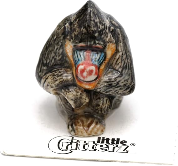 Little Critterz Mandrill Decorative Porcelain Display Object Cameroon Handcrafted Hand-Painted Adult Home Decor Accent