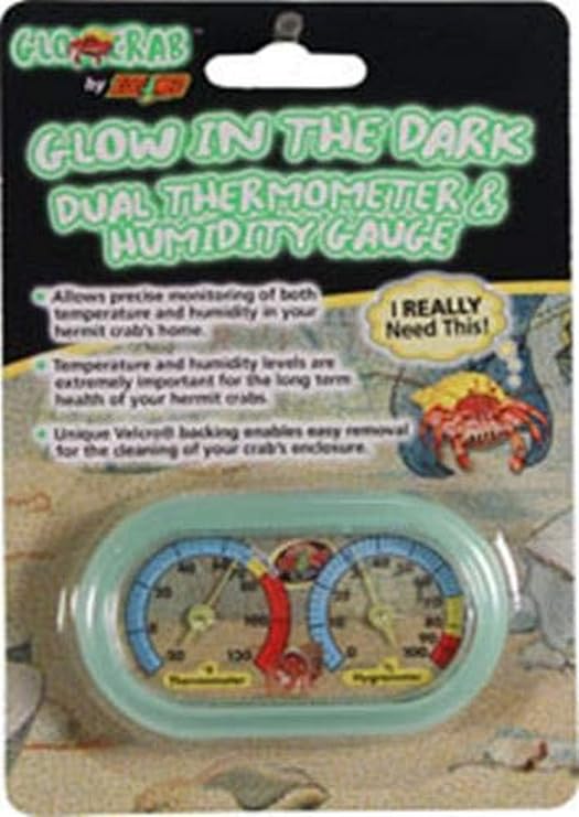 Zoo Med Hermit Crab Home Dual Thermometer & Humidity Gauge Glow in The Dark, Green (6600912)