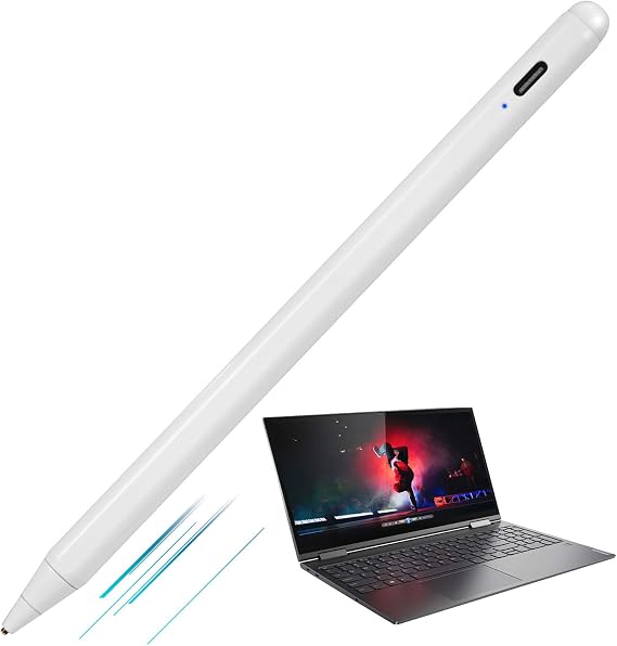 Active Stylus Pen for Android Tablet, Lenovo, HP, Samsung Pencil, Electronic Digital Pencil, 1.5mm Ultra Fine Tip Stylus Pen for Lenovo/HP/Samsung, Good Drawing and Writing, White
