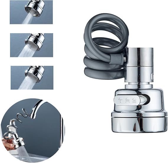 Sink Faucet Extender Professional Sink Sprayer Attachment 360 Rotatable Sink Faucet Extender Aerator with Stretchable Hose for Kitchen and Bathroom,3 Water Outlet Modes
