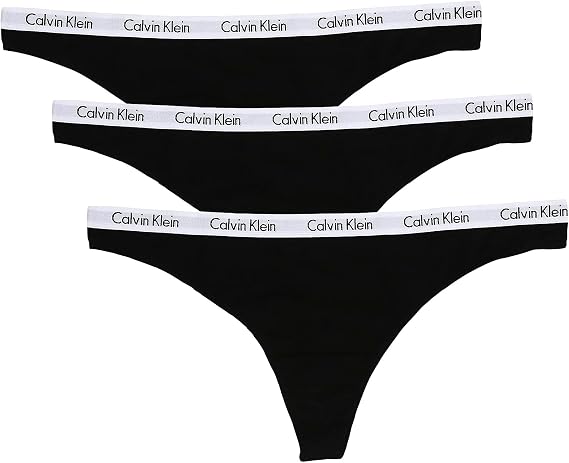 Calvin Klein Women's Carousel Logo Cotton Stretch Thong Panties, 3 Pack
