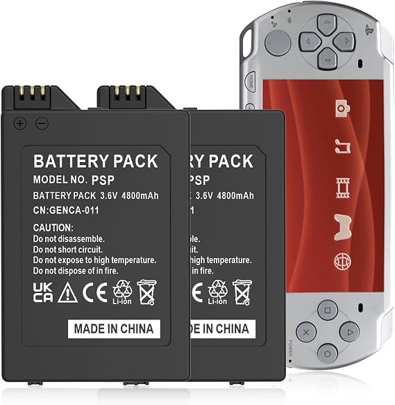 2-Pack PSP3000 / PSP2000 Battery, (2026 New Version) 4800mAh Ultra High Capacity Li-ion Replacement Battery for Sony PSP 2001/3001, PSP-S110 Console