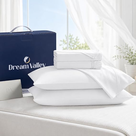 Dream Valley King Sheets, 4 PCS Set, Pet Hair Resistant, Cloud White