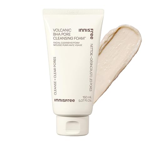 innisfree Volcanic BHA Pore Cleansing Foam with Salicylic Acid | Korean Face Wash with Hyaluronic Acid and Niacinamide | Gentle Exfoliating | Oil Control, Deep Clean, Pore Care | Available in 2 Pack