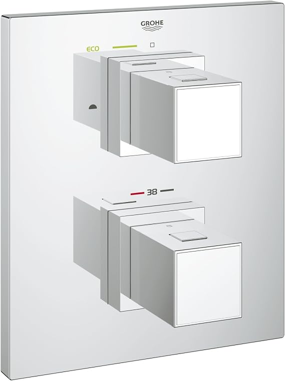 GROHE Grohtherm Cube | Termostat - Küvet veya Duş için Termostat | 2 Yollu Ayarlı | Krom | 19958000