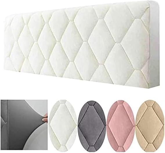 Bed Headboard Covers,Thicken Slipcover For Single/King/Double,All-inclusive Bed Backrest Stretch Furniture Protective Dustproof Cover For Beds Solid Color Quilted Washable(220CM,White)