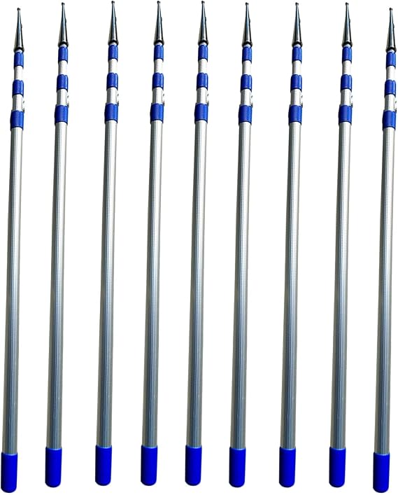 Extractable Hooks Poles - 3-Stage Telescoping Design, Heavy-Duty Aluminum Alloy Pole Dock Sticks For Boat Docking, Fetching Items/Hanging Decor/Retrieving Objects(9 set,6 m(19.7 ft))