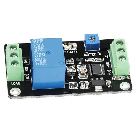 DC 5V/12V/24V Delay Timer Relay, with Self-Locking Delay Control, On Off Time Switch, 60mmx35mmx20mm, for Industrial Automation Power Switching