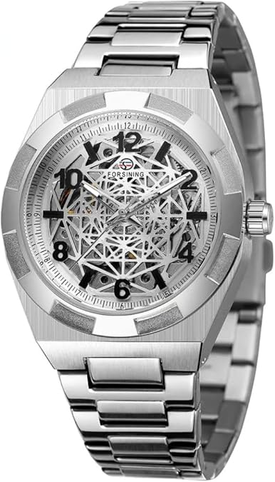 Fashion Mechanical Wristwatch Full Stainless Steel Watch Skeleton Design Automatic Mechanical Men Waterproof Luminous Watch Chronograph