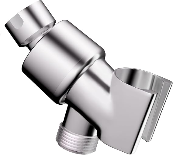 Shower Head Holder for Hand Held Showerheads, Adjustable Shower Arm Mount with Swivel Ball Joint, Premium ABS Bracket, Connect Shower Arm and Shower Hose (Chrome)