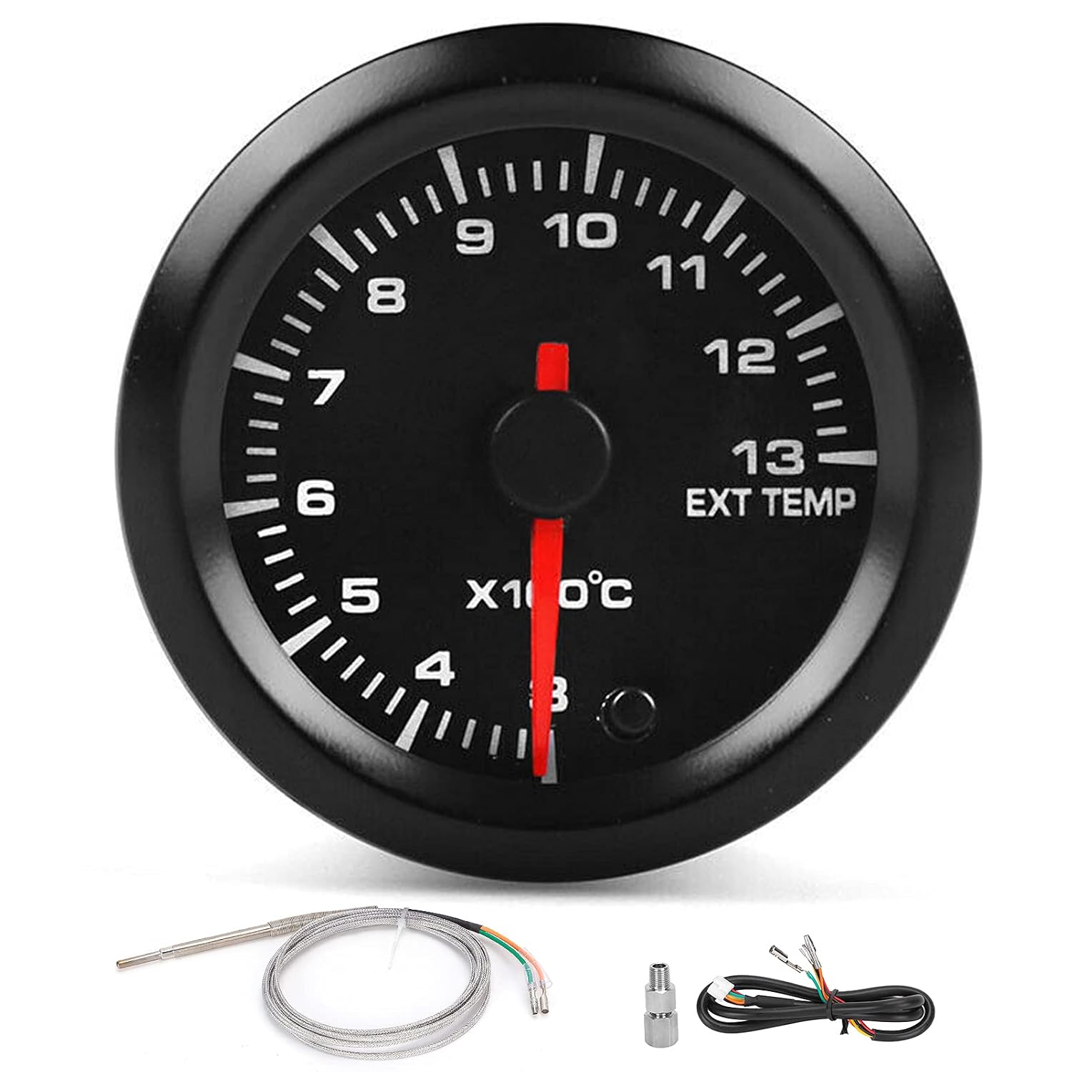 Exhaust Thermometer EGT Gauge, Exhaust Thermometer 2.0 inches 52 mm, 300 - 1300°C, 7 Color Backlight, DC10‑15V with Sensor for 12V Cars