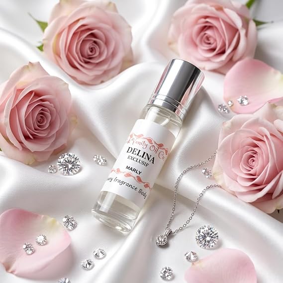 Pink Vanity Oil Co. Delina Exclusif Type Perfume Fragrance Oil, Women's Perfume, Fruity Floral Scent, Pear Lychee Grapefruit Vanilla Musk, 4ml/10ml/30ml