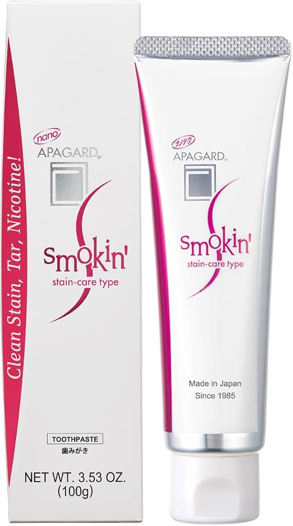 APAGARD SMOKIN, Sangi's Nano-Hydroxyapatite Toothpaste for Naturally Whiter Teeth, No Fluoride, Stain-Removal Type, 100g / 3.5 oz, Mild Mint Flavor